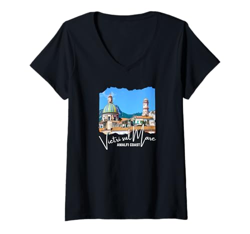 Damen Vietri sul Mare T-Shirt mit V-Ausschnitt Damen Vietri sul Mare T-Shirt mit V-Ausschnitt von VIETRI SUL MARE Italien Souvenir Store