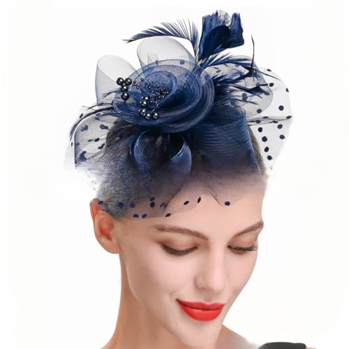 VIEWLEAF Haarnadeln Brauthaarschmuck, Feder Haarspange, Schleier-Kopfschmuck, Fascinator Hut, Spitzen Haarreif für Abendgarderobe (Verstecktes grün) von VIEWLEAF