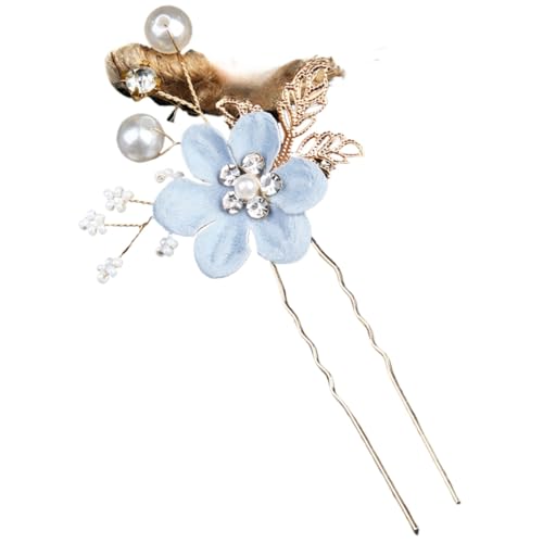 VIEWLEAF Handgefertigte Brautkrone Haarnadeln Gold Blätter für Hochzeitsfrisuren und Brautstyling (1 Blumengabel,Blau) von VIEWLEAF
