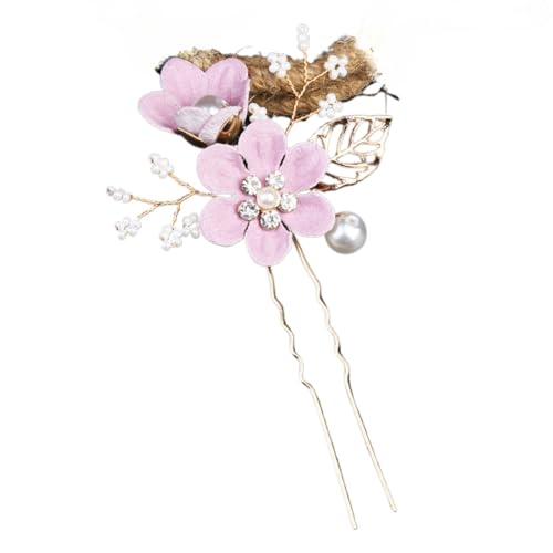 VIEWLEAF Handgefertigte Brautkrone Haarnadeln Gold Blätter für Hochzeitsfrisuren und Brautstyling (2 Blumen Haargabel,Lila) von VIEWLEAF