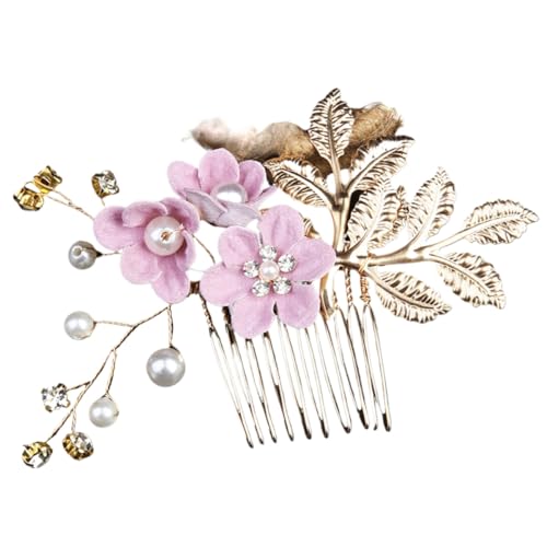 VIEWLEAF Handgefertigte Brautkrone Haarnadeln Gold Blätter für Hochzeitsfrisuren und Brautstyling (Kleiner Haarkamm,Lila) von VIEWLEAF