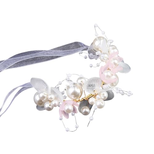 VIEWLEAF Handgefertigter Braut Haarband mit Perlen und Kristall, Hochzeitsschmuck Braut Haarschmuck (Rosa) von VIEWLEAF