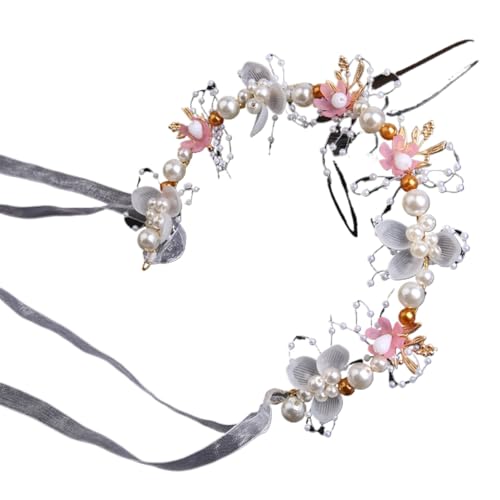 VIEWLEAF Perlen Haarbänder Brautschmuck Goldene Blätter Hochzeit Haarschmuck Kopfschmuck (Rosa) von VIEWLEAF