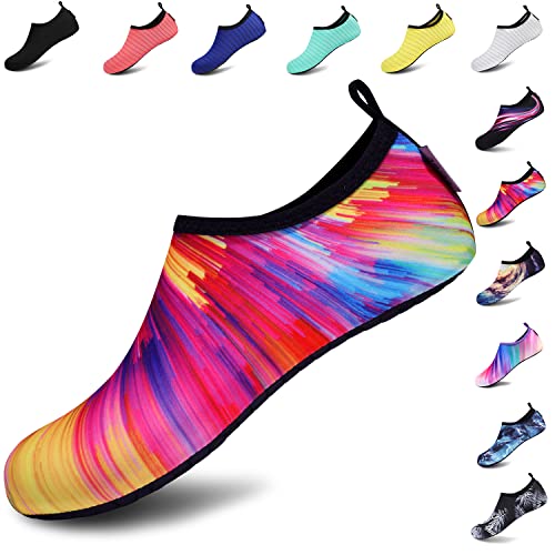 VIFUUR Unisex Aqua Schuhe Schnelltrockend Wasserschuhe Breathable Schwimmschuhe for Damen Herren Multi 36/37 EU von VIFUUR