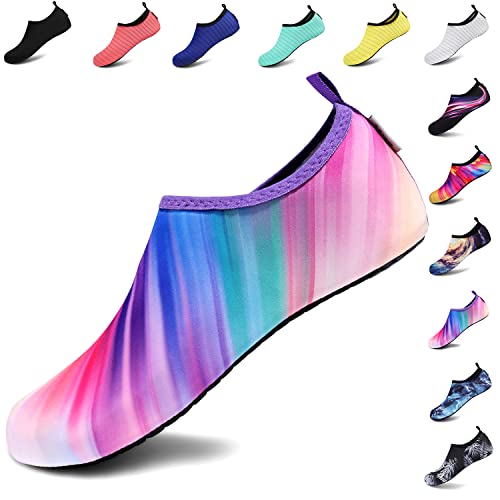 VIFUUR Unisex Aqua Schuhe Schnelltrockend Wasserschuhe Breathable Schwimmschuhe for Damen Herren Multi Diagonal 40/41 EU von VIFUUR