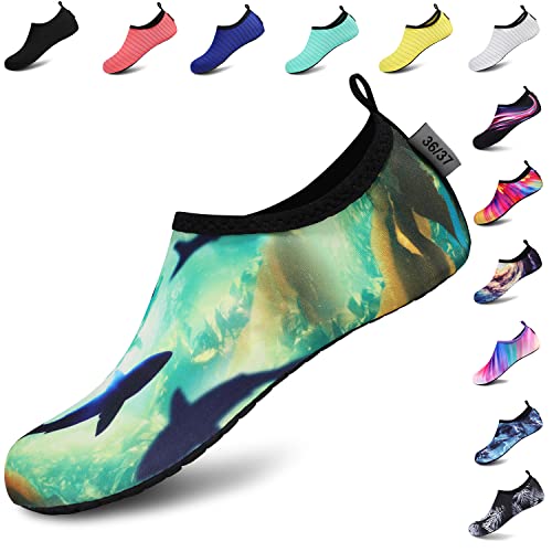 VIFUUR Unisex Aqua Schuhe Schnelltrockend Wasserschuhe Breathable Schwimmschuhe for Damen Herren Ozean 44/45 EU von VIFUUR