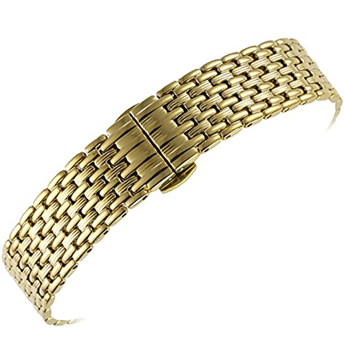 Metall-Ersatzband, Armbänder, Armband mit Schmetterlingsschnalle, massives Edelstahlarmband, 12 mm, 14 mm, 16 mm, 18 mm, 20 mm, 22 mm, Armband, Zubehör, Armband (Bandfarbe: Gold, Bandbreite: 12 mm) ( von VIGANI