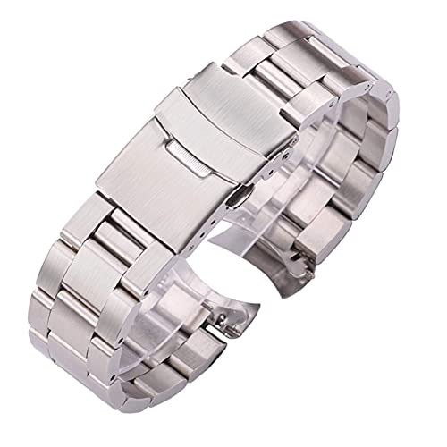 Metall-Ersatzband, Armbänder, Edelstahl-Uhrenarmband-Armband, 20 mm, 22 mm, Herren-Uhrenarmband, Metall, gebürstet, gebogenes Ende, Uhrenzubehör, Armband (Bandfarbe: Schwarz, Bandbreite: 20 mm) ( Colo von VIGANI