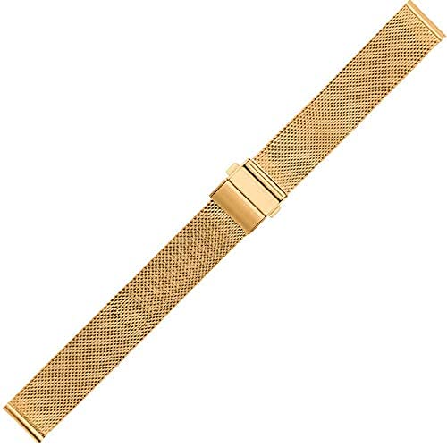 VIGANI Metall-Ersatzband, Armbänder, Gewebtes Uhrenarmband aus Edelstahl, 16 mm, 18 mm, 20 mm, 22 mm, universelles Uhrenarmband (Farbe: Gold, Größe: 18 mm) (Color : 2, Size : 18mm) von VIGANI