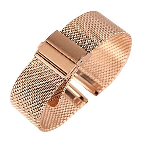 VIGANI Metall-Ersatzband, Armbänder, Uhrenarmband 18 mm/20 mm/22 mm Uhrenarmband Mesh Edelstahlarmband Faltschließe Uhren Ersatzarmband Armband (Farbe: Silber, Größe: 20 m) (Color : Onecolor) von VIGANI