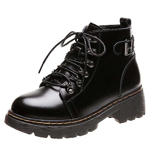 VIGETAMOU Boots Damen, Combat Boot, Stiefeletten Ankle Boot, Halblange Stiefel, Leder Schuhe Frauen, Lederboots, Schwarz, Nubukleder boot Villus Black 39 EU von VIGETAMOU