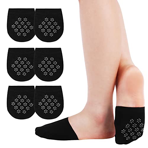 VIKEY Zehensocken Füßlinge Damen - Ballerina Socken Unsichtbare Zehlinge Socken mit Rutschfestem Silikon Baumwollen Zehentopper für High Heels (Schwarz-3PC) von VIKEY