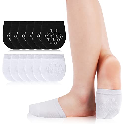 VIKEY Zehensocken Füßlinge Damen - Ballerina Socken Unsichtbare Zehlinge Socken mit Rutschfestem Silikon Baumwollen Zehentopper für High Heels (Schwarz+Weiss-6PC) von VIKEY