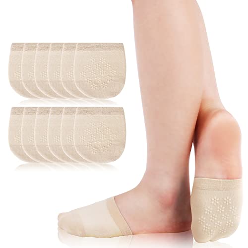 VIKEY Zehensocken Füßlinge Damen - Ballerina Socken Unsichtbare Zehlinge Socken mit Rutschfestem Silikon Baumwollen Zehentopper für High Heels (LightBeige-6PC) von Lupsty