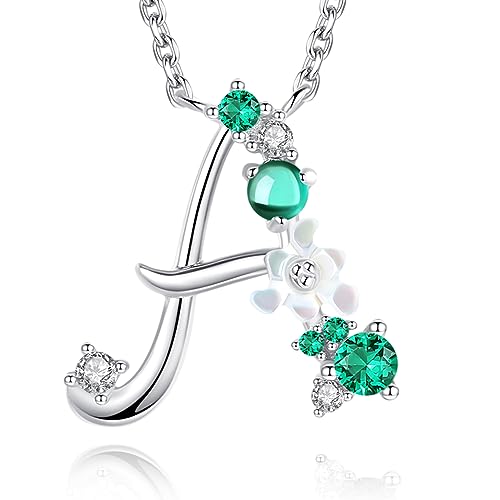 VIKI LYNN Damen Initiale Halskette Buchstabe A Alphabet Anhänger Schmuck 925 Sterling Silber und Zirkonia Anfangsbuchstaben Personalisierte Geschenke für Mädchen Frauen von VIKI LYNN