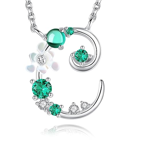 VIKI LYNN Damen Initiale Halskette Buchstabe C Alphabet Anhänger Schmuck 925 Sterling Silber und Zirkonia Anfangsbuchstaben Personalisierte Geschenke für Mädchen Frauen von VIKI LYNN