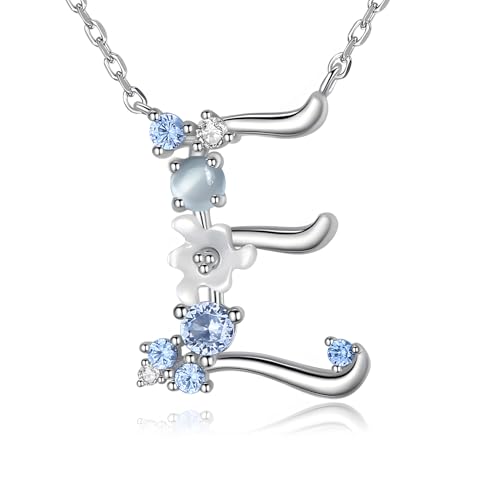 VIKI LYNN Damen Initiale Halskette Buchstabe E Alphabet Anhänger Schmuck 925 Sterling Silber und Zirkonia Anfangsbuchstaben Personalisierte Geschenke für Mädchen Frauen von VIKI LYNN