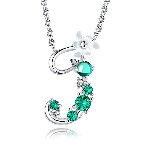 VIKI LYNN Damen Initiale Halskette Buchstabe J Alphabet Anhänger Schmuck 925 Sterling Silber und Zirkonia Anfangsbuchstaben Personalisierte Geschenke für Mädchen Frauen von VIKI LYNN