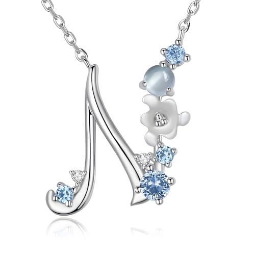 VIKI LYNN Damen Initiale Halskette Buchstabe N Alphabet Anhänger Schmuck 925 Sterling Silber und Zirkonia Anfangsbuchstaben Personalisierte Geschenke für Mädchen Frauen von VIKI LYNN