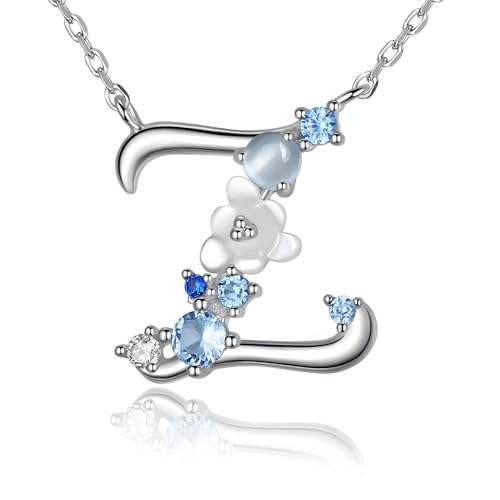 VIKI LYNN Damen Initiale Halskette Buchstabe Z Alphabet Anhänger Schmuck 925 Sterling Silber und Zirkonia Anfangsbuchstaben Personalisierte Geschenke für Mädchen Frauen von VIKI LYNN