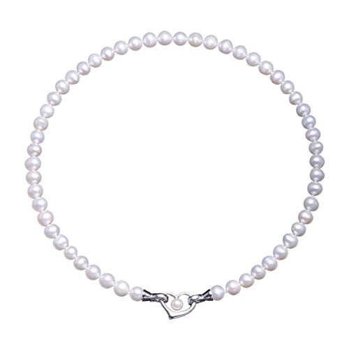 Perlen-Halskette mit Herz-Anhänger von Viki Lynn. Damenschmuck. Weiße Perlen Klasse AAA. In 3 Arten zu tragen. Geschenkidee für Muttertag oder Hochzeit. von VIKI LYNN