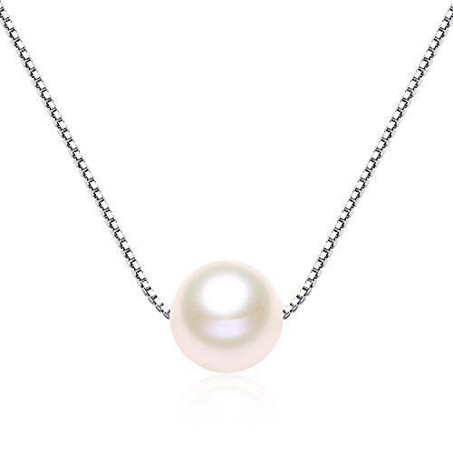 VIKI LYNN Damen Kette und Ohrring mit Suesswasser-Zuchtperlen und 100% Sterling Silber 925 (Perlenkette) von VIKI LYNN