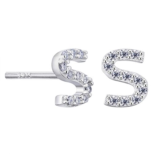 VIKI LYNN Initiale Ohrringen Buchstabe Alphabet Ohrstecker 925 Sterling Silber und Zirkonia für Mädchen Frauen von VIKI LYNN