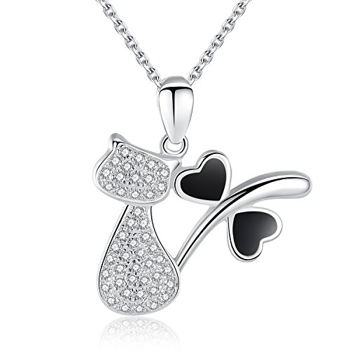 VIKI LYNN Katze Halskette 925 Sterling Silber und Zirkonia Schicke Halskette Geschenk fuer Frauen Mädchen von VIKI LYNN