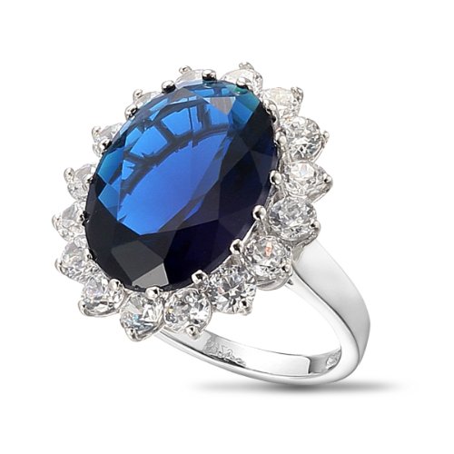 VIKI LYNN Königliche Damenring Prinzessin Diana William Kate Verlobungsring mit 925 Sterling Silber und 10.2CT Synthetisch Saphir Stein RingGröße 54 von VIKI LYNN