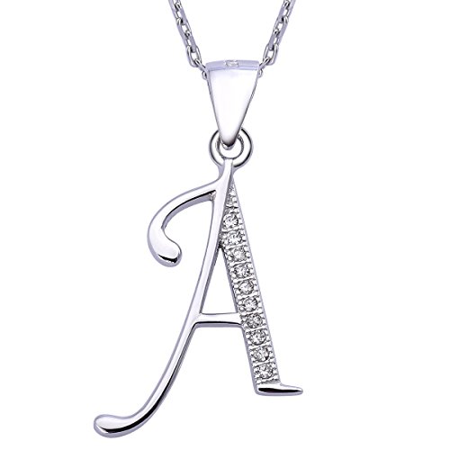 VIKI LYNN Sterling Silber 925 Kette Halskette mit Silber und Zircon Buchstabe Alphabet A Anhaenger von VIKI LYNN