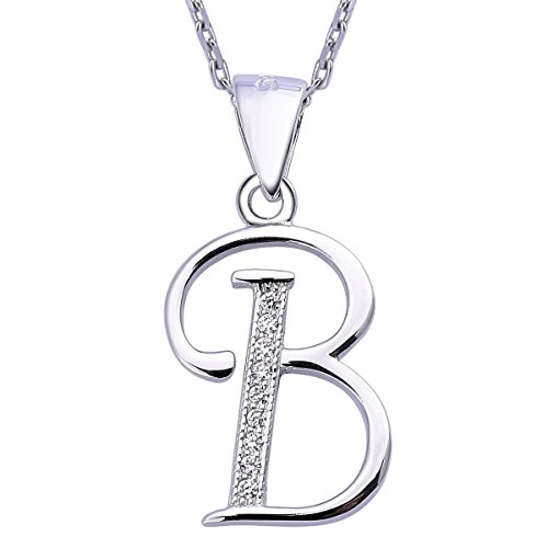 VIKI LYNN Sterling Silber 925 Kette Halskette mit Silber und Zircon Buchstabe Alphabet B Anhaenger von VIKI LYNN