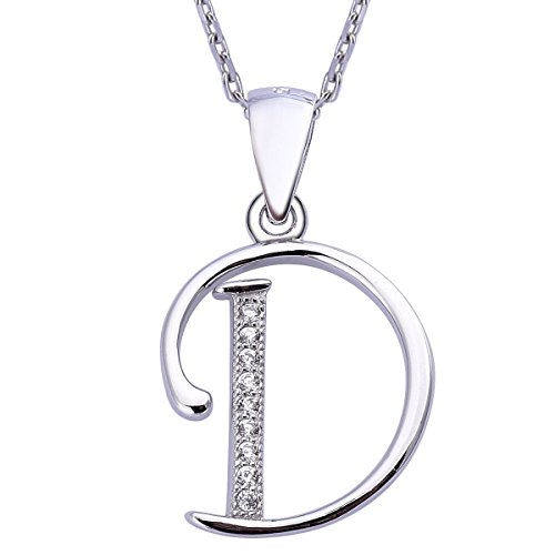 VIKI LYNN Sterling Silber 925 Kette Halskette mit Silber und Zircon Buchstabe Alphabet D Anhaenger von VIKI LYNN