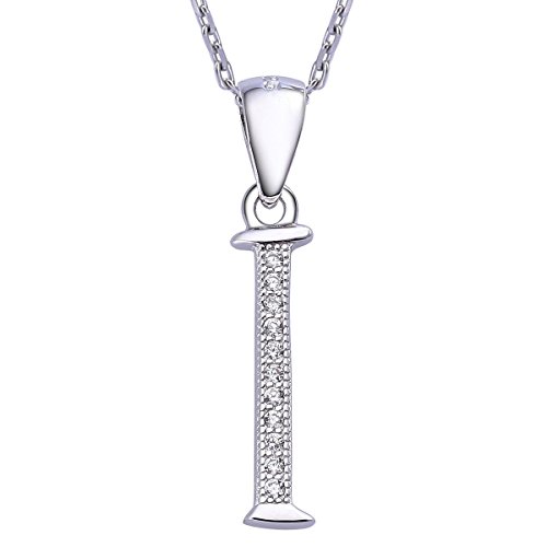 VIKI LYNN Sterling Silber 925 Kette Halskette mit Silber und Zircon Buchstabe Alphabet I Anhaenger von VIKI LYNN