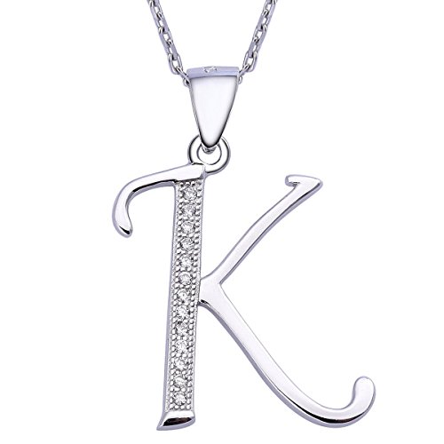 VIKI LYNN Sterling Silber 925 Kette Halskette mit Silber und Zircon Buchstabe Alphabet K Anhaenger von VIKI LYNN