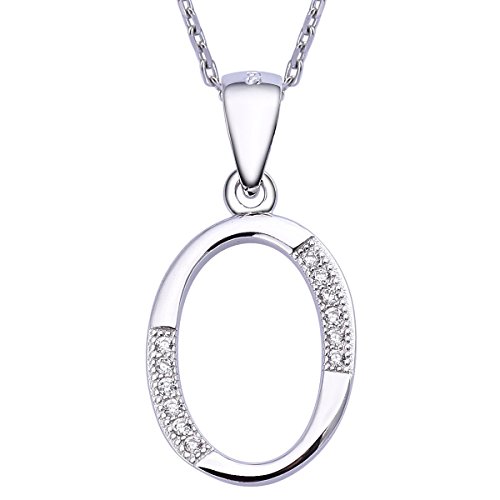 VIKI LYNN Sterling Silber 925 Kette Halskette mit Silber und Zircon Buchstabe Alphabet O Anhaenger von VIKI LYNN