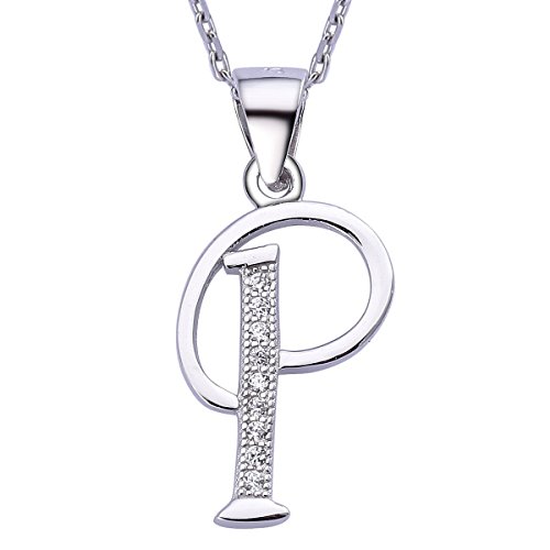 VIKI LYNN Sterling Silber 925 Kette Halskette mit Silber und Zircon Buchstabe Alphabet P Anhaenger von VIKI LYNN