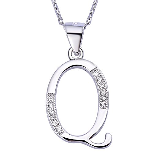 VIKI LYNN Sterling Silber 925 Kette Halskette mit Silber und Zircon Buchstabe Alphabet Q Anhaenger von VIKI LYNN