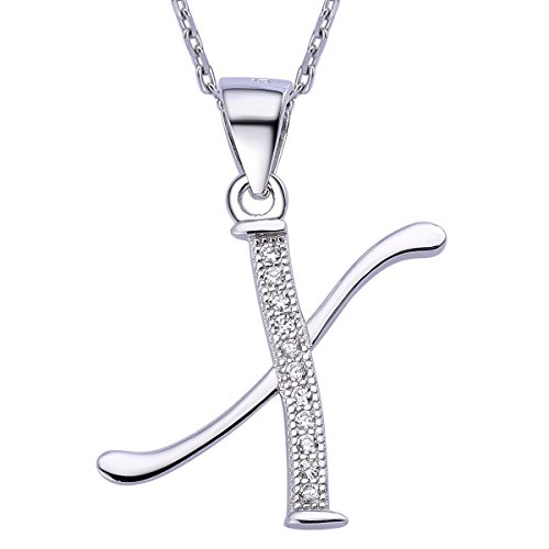 VIKI LYNN Sterling Silber 925 Kette Halskette mit Silber und Zircon Buchstabe Alphabet X Anhaenger von VIKI LYNN