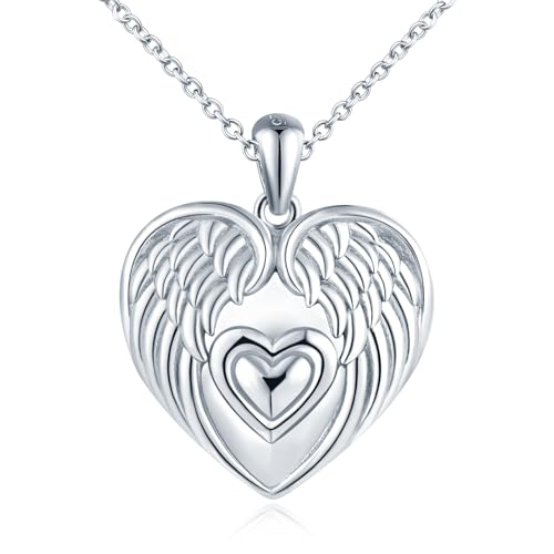 Herz Foto Kette Silber 925 mit Bild: Halskette Damen Engelsflügel Medaillon zum Öffnen für Bilder-Mode Anhänger Ketten Amulett Schmuck-Personalisierte Geschenk für Frauen Mama Freundin Mädchen Silber Herz Foto Kette Silber 925 mit Bild: Halskette Damen Engelsflügel Medaillon zum Öffnen für Bilder-Mode Anhänger Ketten Amulett Schmuck-Personalisierte Geschenk für Frauen Mama Freundin Mädchen Silber von VIKILEE