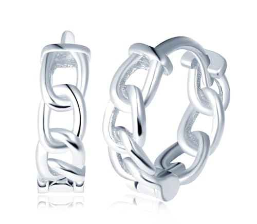 VIKILEE 925 Sterling Silber Damen Ohrringe Reif-Ohrringe Unregelmäßige Form Kette Ohrschnallen Hypoallergen von VIKILEE