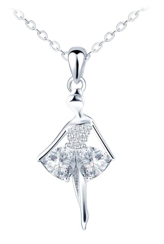 VIKILEE 925 Sterling Silber Halskette Ballett Tänzerin Anhänger mit Zirkonia geeignet für beste Freundin Freund Freundinnen von VIKILEE