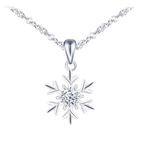 VIKILEE 925 Sterling Silber Halskette Schneeflockenform Anhänger eingelegt Zirkonia frisch und einzigartig Geeignet für gute Freunde und Freundinnen von VIKILEE