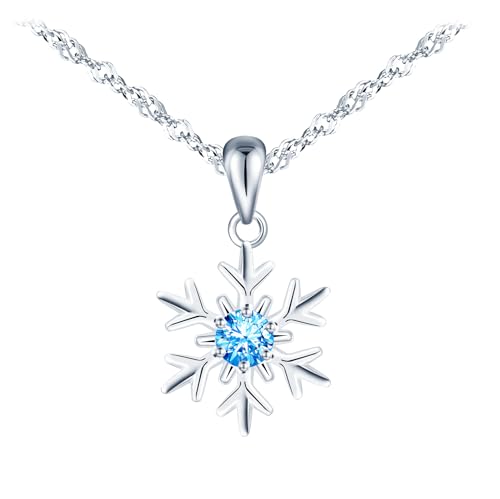 VIKILEE 925 Sterling Silber Halskette Schneeflockenform Anhänger eingelegt Zirkonia frisch und einzigartig Geeignet für gute Freunde und Freundinnen von VIKILEE