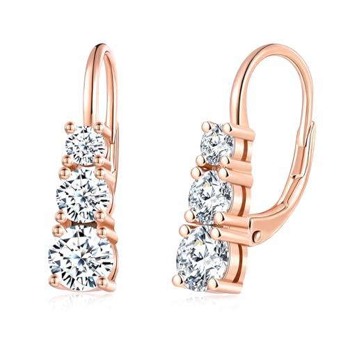 VIKILEE Bar Zirkonia Hängende Ohrringe Silber 925,Damen Rosegold Lange Streifen Glitzer Ohrhänger,Hypoallergen Ohrringe Creolen mit Zirkon Anhänger,Mode Elegant Ohrschmuck für Frauen von VIKILEE