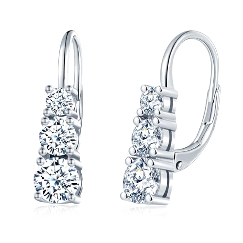 VIKILEE Bar Zirkonia Hängende Ohrringe Silber 925,Damen Silber Lange Streifen Glitzer Ohrhänger,Hypoallergen Ohrringe Creolen mit Zirkon Anhänger,Mode Elegant Ohrschmuck für Frauen von VIKILEE