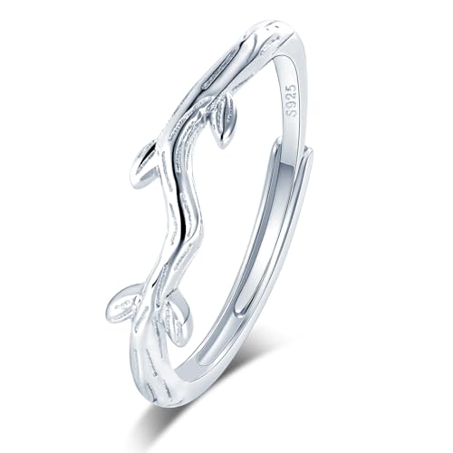 VIKILEE Damen Ringe S925 Sterling Silber Baum Form Ringe einstellbare Größe für Freundin Jahrestag VerlobungsRinge von VIKILEE
