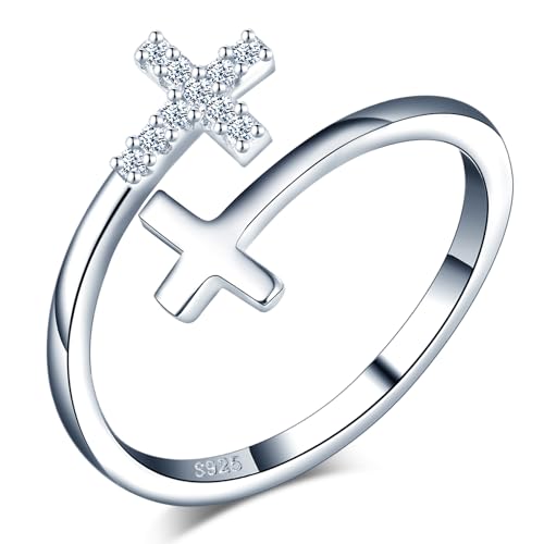 VIKILEE Damen Ringe S925 Sterling Silber Ringe Kreuz Kopf bis Schwanz Ringe für Freundin Jahrestag Valentinstag von VIKILEE