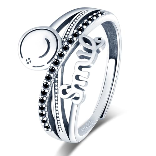 VIKILEE Damen Ringe S925 Sterling Silber Ringe Kreuz Stacked Ringe mit Smiley und Kleeblatt für Freundin Jahrestag Valentinstag von VIKILEE