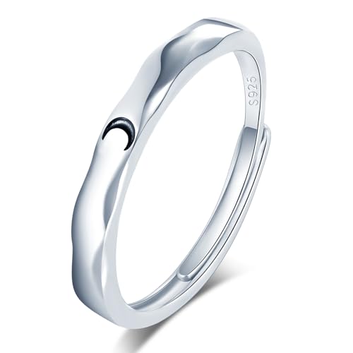 VIKILEE Damen Ringe S925 Sterling Silber Ringe Mond Bogen offenes Ende Ringe einstellbare Größe für Freundin Jahrestag Engagement Ringe VIKILEE Damen Ringe S925 Sterling Silber Ringe Mond Bogen offenes Ende Ringe einstellbare Größe für Freundin Jahrestag Engagement Ringe von VIKILEE