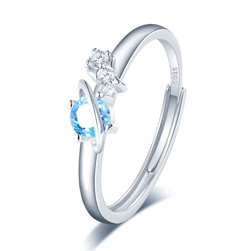 VIKILEE Damen Ringe S925 Sterling Silber Ringe Stellar und Stern Zirkonia Akzente Einstellbare Größe für Freundin Jahrestag Valentinstag von VIKILEE